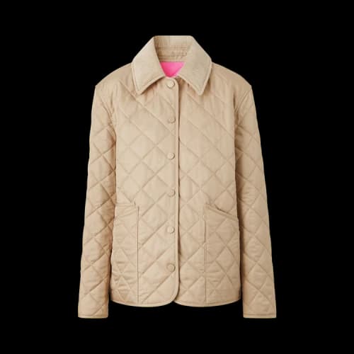 Burberry Corduroy Collar Diamond Quilted Barn Jacket 'Soft Fawn'