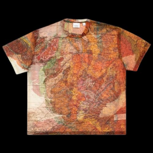 Burberry Map Print Mesh Oversized T-Shirt Bright Orange