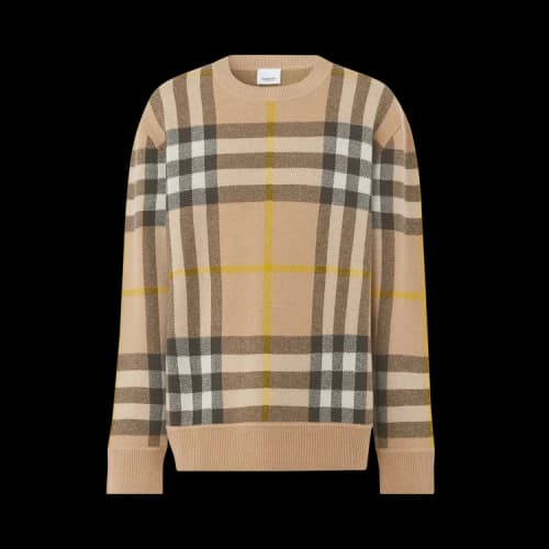 Burberry Check Cashmere Jumper 'Truffle'