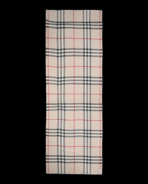 Burberry Check Wool Silk Scarf White