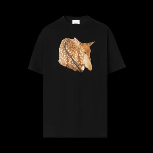 Burberry Deer Print Oversized T-Shirt 'Black'