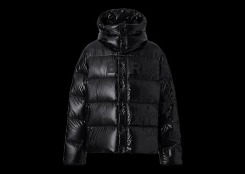 Burberry Detachable Hood Horseferry Print Puffer Jacket Black