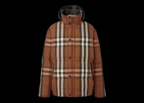 Burberry Packaway Hood Reversible Check Nylon Puffer Jacket Dark Birch Brown
