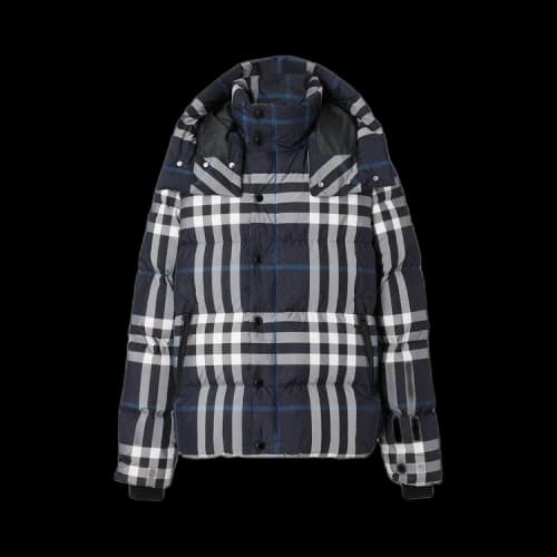 Burberry Detachable Hood Night Check Puffer Jacket 'Dark Charcoal Blue/White'