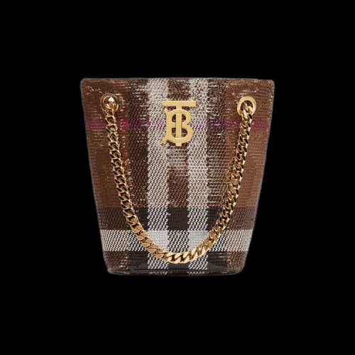 Burberry Lola Sequin Bucket Bag 'Dark Birch Brown'