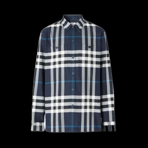 Burberry Night Check Twill Shirt 'Dark Charcoal Blue/White'