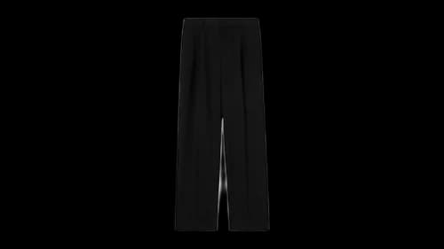 Burberry Wide Leg Wool Twill Trousers Black