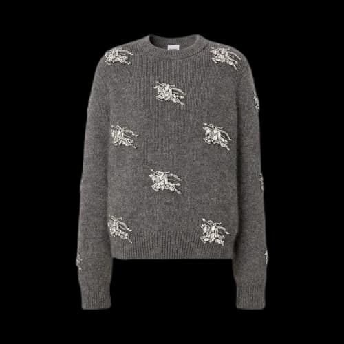 Burberry Crystal Embellished Sweater 'Mid Grey Melange'