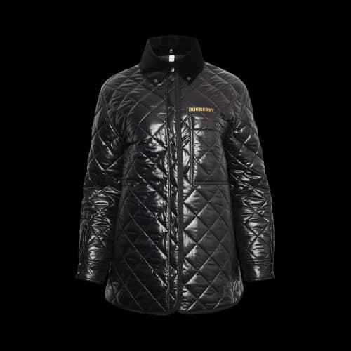 Burberry Corduroy Collar Diamond Quilted Jacket 'Black'
