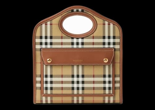 Burberry Check And Leather Mini Pocket Bag Briar Brown