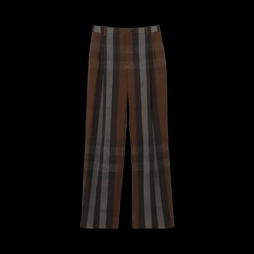 Burberry Wide Leg Check Trousers 'Grey/Brown'
