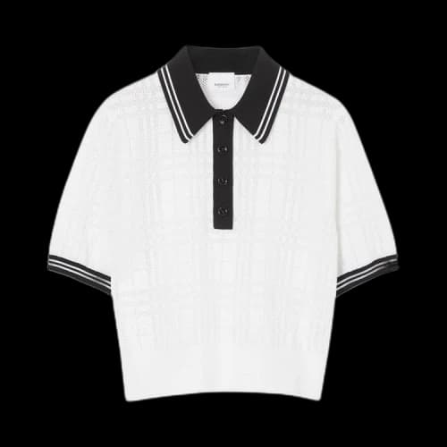 Burberry Check Wool Blend Polo Shirt 'White'
