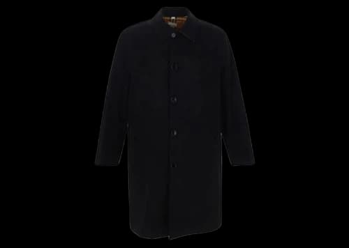 Burberry Logo Print Single Breasted Coat Black