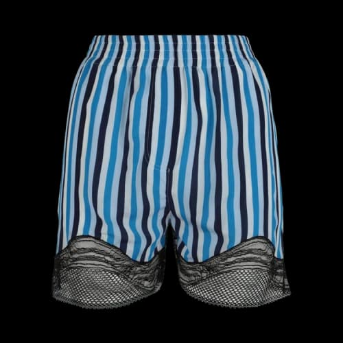 Burberry Lace Trim Stripe Silk Shorts 'Blue'