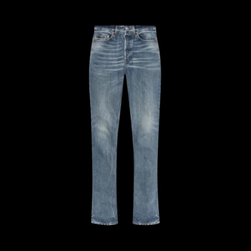Saint Laurent Logo-Patch Straight Jeans 'Blue'