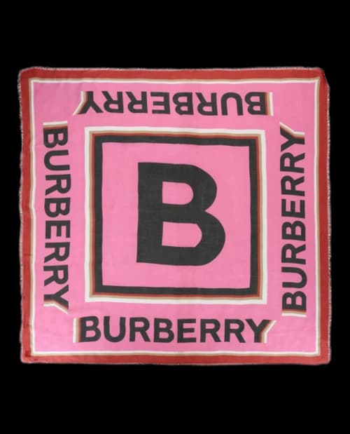 Burberry Logo Printed Scarf Bubble Gum Pink