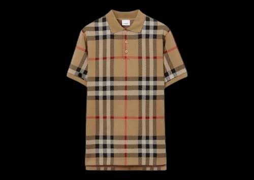 Burberry Check Cotton Jacquard Polo Shirt Archive Beige