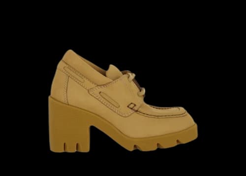 Burberry Stride Leather Heeled Loafers Camel (Women's)