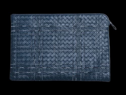 Bottega Veneta Intrecciato Metropolis Leather Document Case Blue