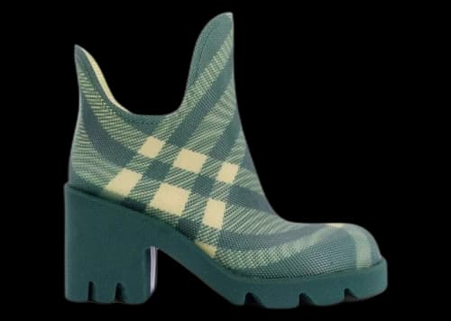 Burberry Marsh Check Printed Round-Toe Ankle Boots Green (Women's)
