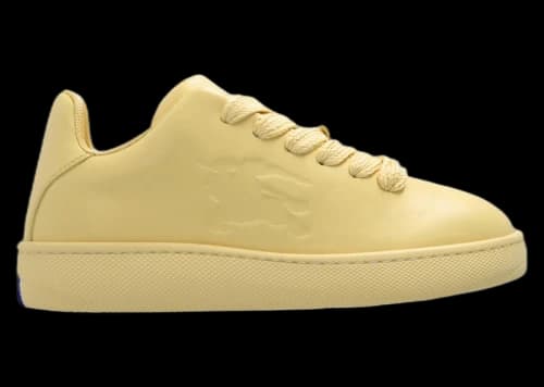 Burberry Box Leather Sneakers Yellow Equestrian Knight Motif (Women's)
