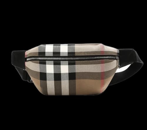 Burberry Sonny Check Canvas Bumbag Taupe Brown