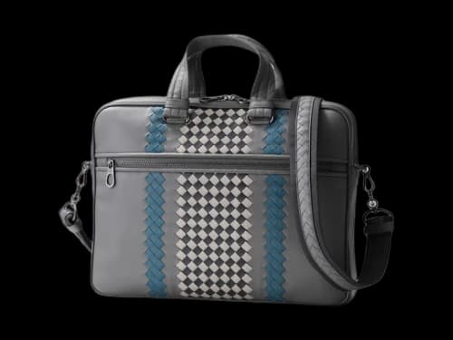 Bottega Veneta Briefcase Intrecciato Leather Business Bag Grey