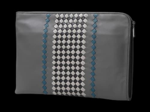 Bottega Veneta Intrecciato Leather Clutch Bag Grey