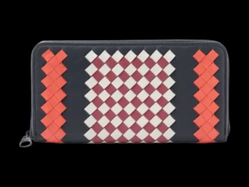 Bottega Veneta Intrecciato Long Wallet Black/Red