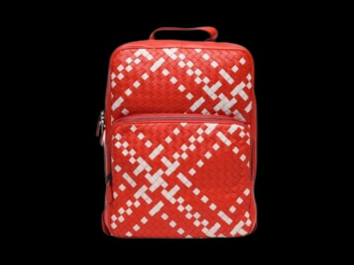 Bottega Veneta Intrecciato Woven Backpack Red