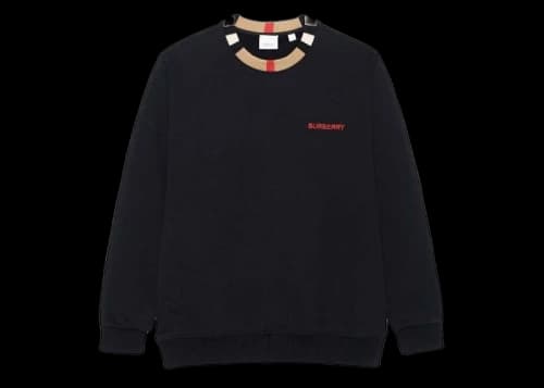 Burberry Icon Stripe Trim Cotton Sweatshirt Black
