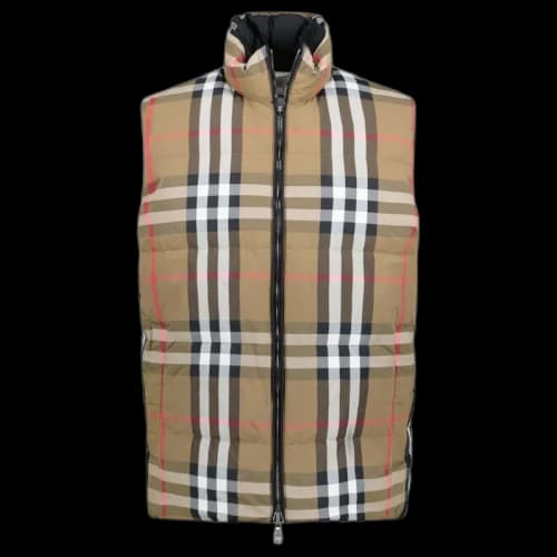 Burberry Lowick Reversible Check Down Vest Black/Archive Beige