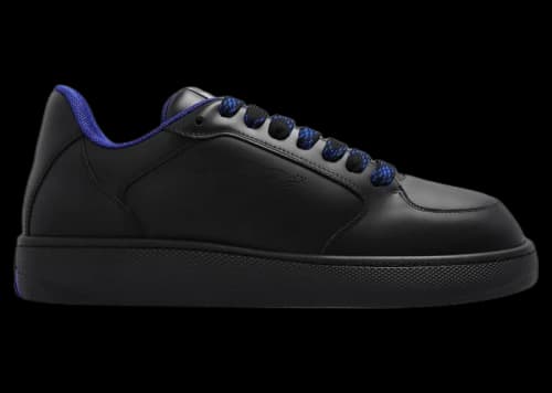 Burberry Leather Stock Sneaker Perforated Equestrian Knight Black