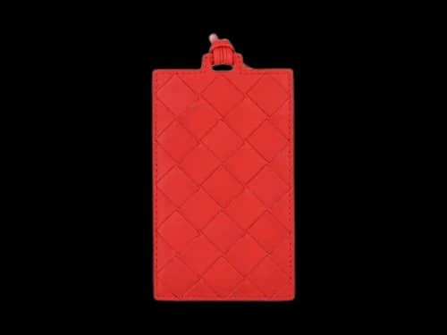 Bottega Veneta Textured Woven Card Holder Red