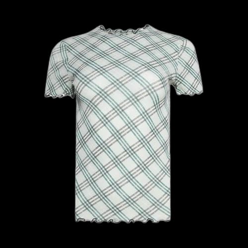 Burberry Checked Lettuce Hem Crewneck T-Shirt 'Breeze'