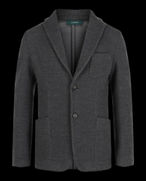 Slowear Zanone Single Breasted Slim Fit Wool Blazer Dark Grey Grey