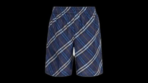 Burberry Check Pattern Silk Short Blue