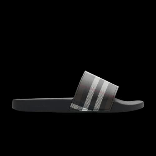 Burberry Check Slides Mahogany