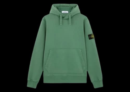 Stone Island Fleece Garment Dyed Hoodie Sage Green
