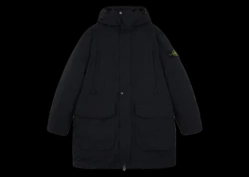 Stone Island Polyester Micro Twill Long Down Parka Jacket Black