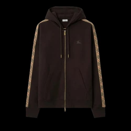 Burberry Check Trim Zip Hoodie 'Clove Brown'