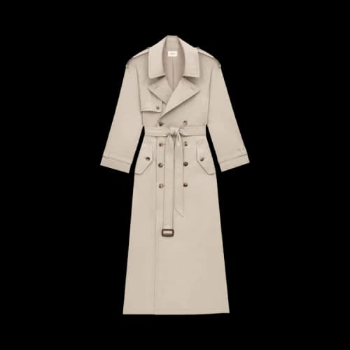 Saint Laurent Long Trench Coat 'Beige Clair'
