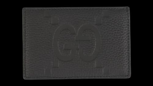 Gucci Maxi Jumbo GG Leather Card Case Black