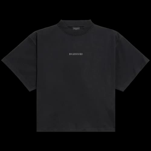 Balenciaga Back Strass Cropped T-Shirt 'Black'
