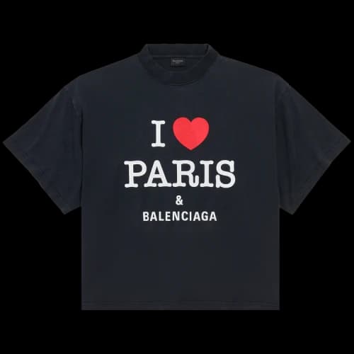Balenciaga I Love Paris & Balenciaga Cropped T-Shirt 'Faded Washed Black'