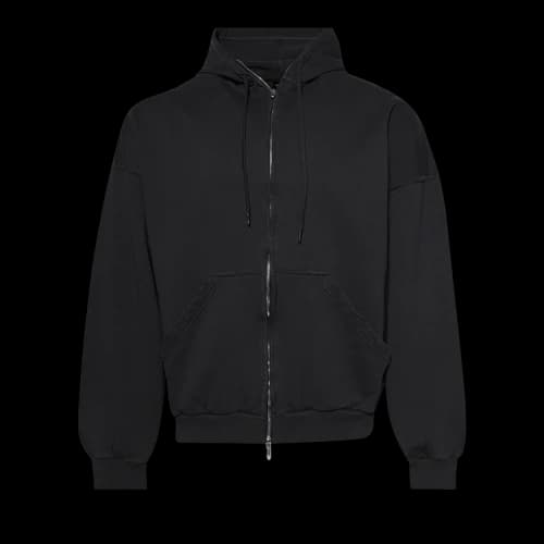 Balenciaga Security Tape Logo Large Zip-Up Hoodie 'Faded Washed Black/Red'