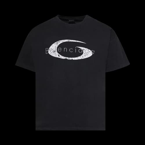 Balenciaga Logo Printed Short-Sleeve T-Shirt 'Faded Washed Black/White'