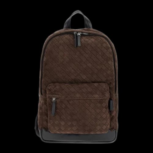 Bottega Veneta Intrecciato Suede Backpack 'Fondant/Black/Silver'