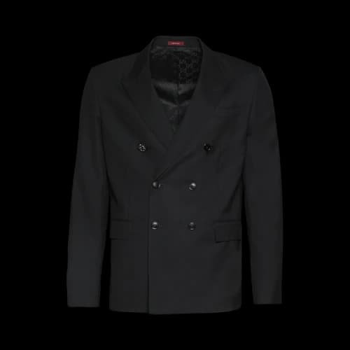 Gucci Plain Wool Double Breasted Jacket 'Black'
