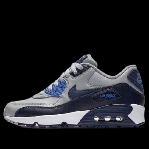 (GS) Nike Air Max 90 LTR Leather Low-Top Grey/Blue